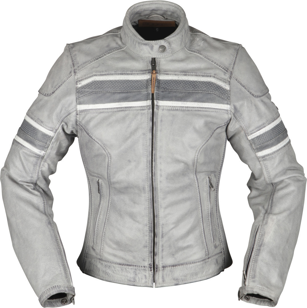 Modeka Iona Ladies Motorcycle Leather Jacket, grey, Size 34 for Women, grey, Size 34 for Women