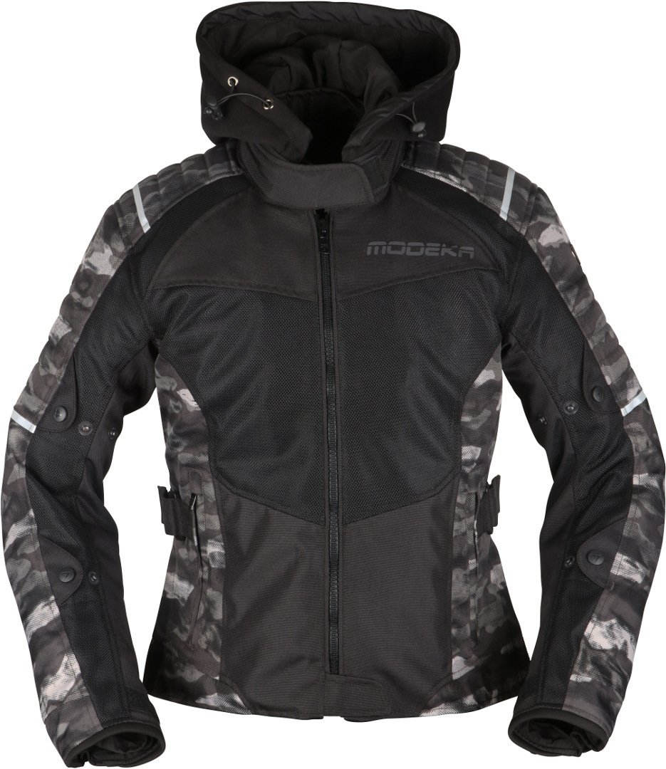 Modeka Couper II Ladies Motorcycle Textile Jacket, black-multicolored, Size 34 for Women, black-multicolored, Size 34 for Women