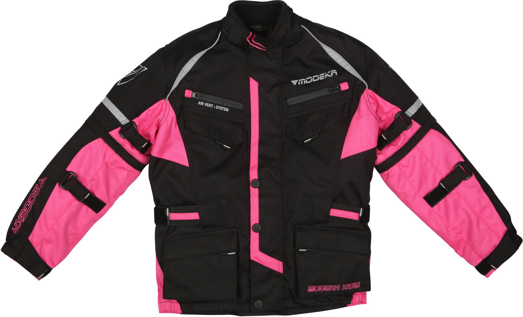 Image of Modeka Tourex II Giacca tessile per moto ciclismo per bambini, nero-rosa, dimensione M 164