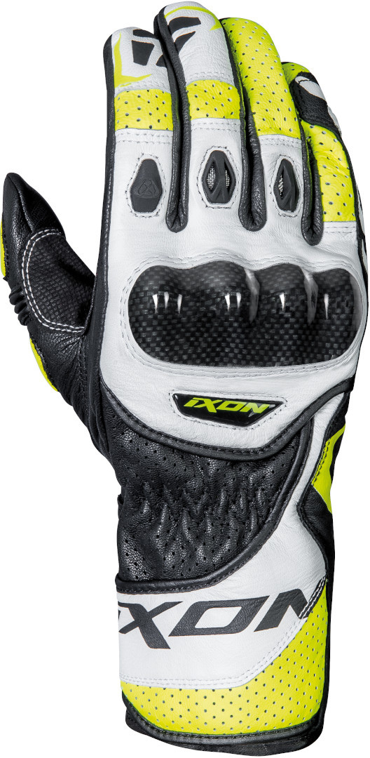Ixon RS Circuit-R Motorcycle Gloves, black-white-yellow, Size S, black-white-yellow, Size S