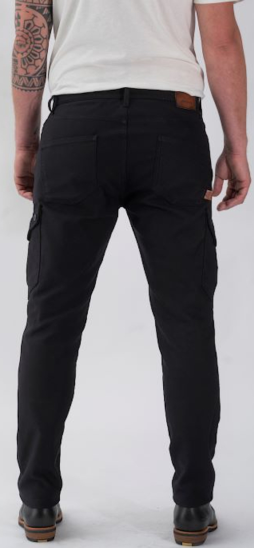 Side view of Rokker Black Jack Slim Motorcycle Textile Pants, Size 38 for Men