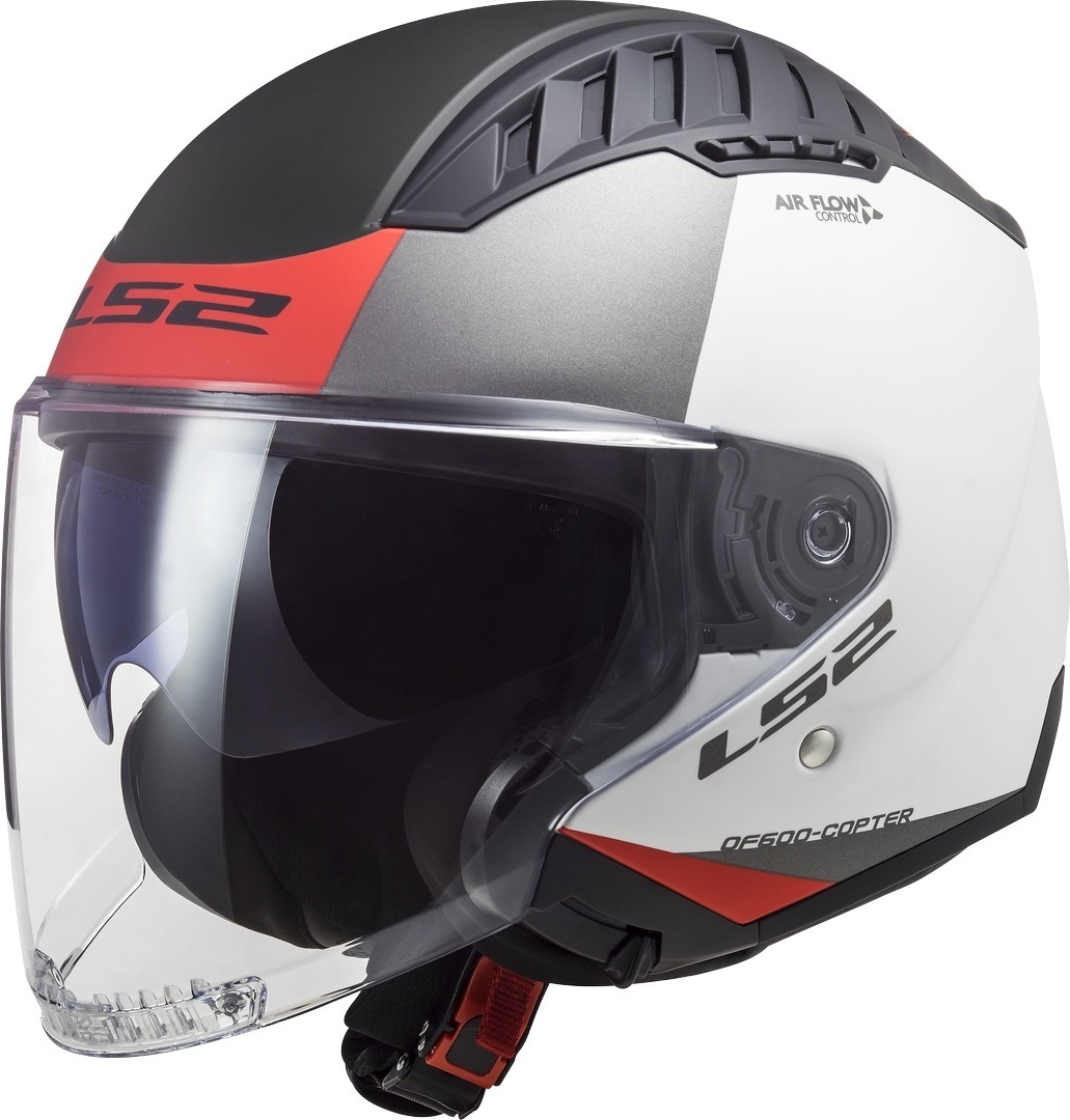 LS2 OF600 Copter Urbane Jet Helmet, white-red, Size XS, white-red, Size XS