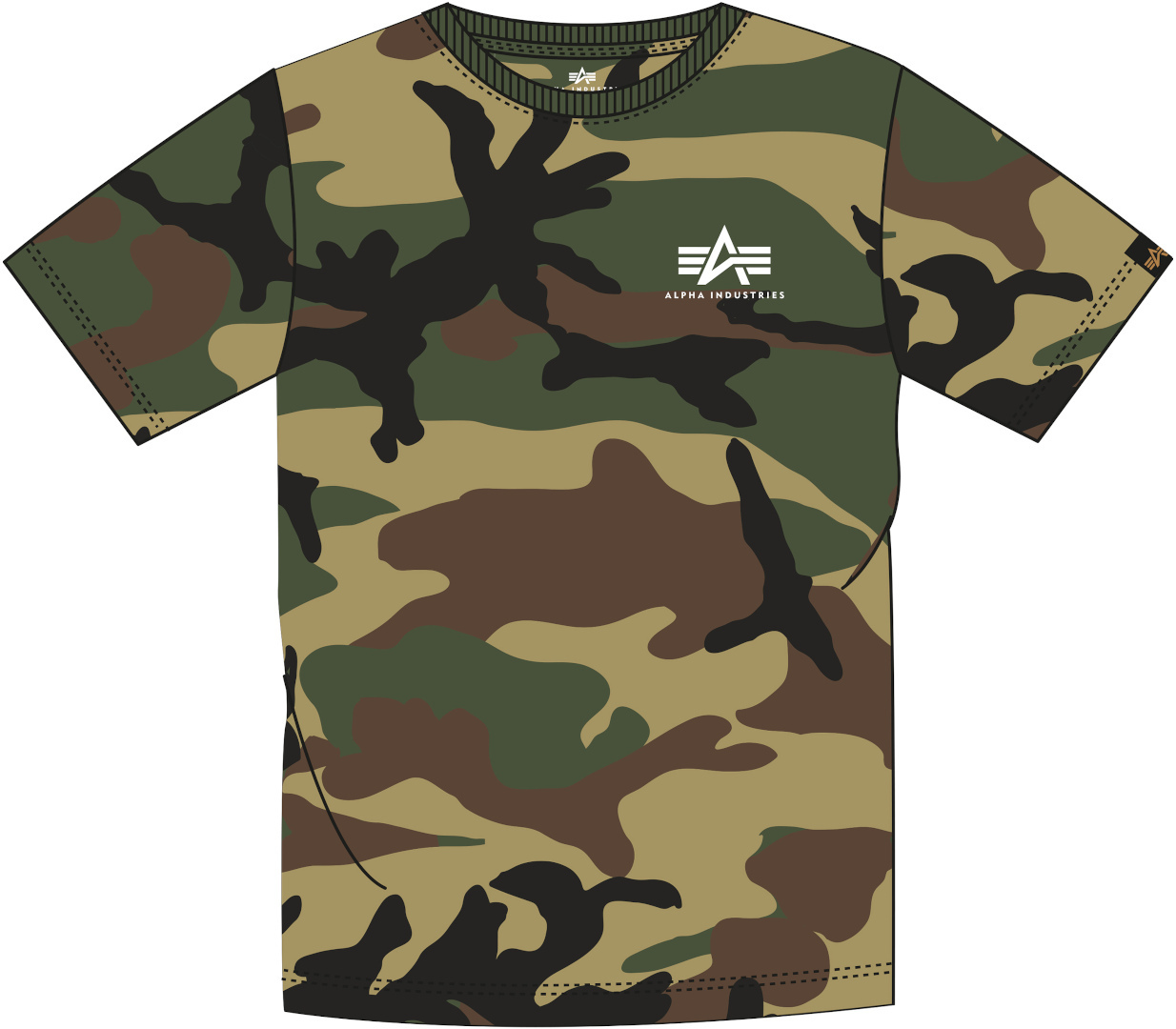 Alpha Industries Basic Small Logo Camo T-shirt, grøn, størrelse 3XL