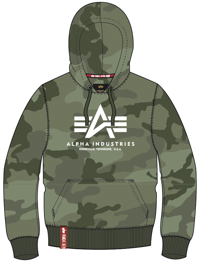 Alpha Industries Basic Camo Hoodie, grün, Größe S, grün, Größe S
