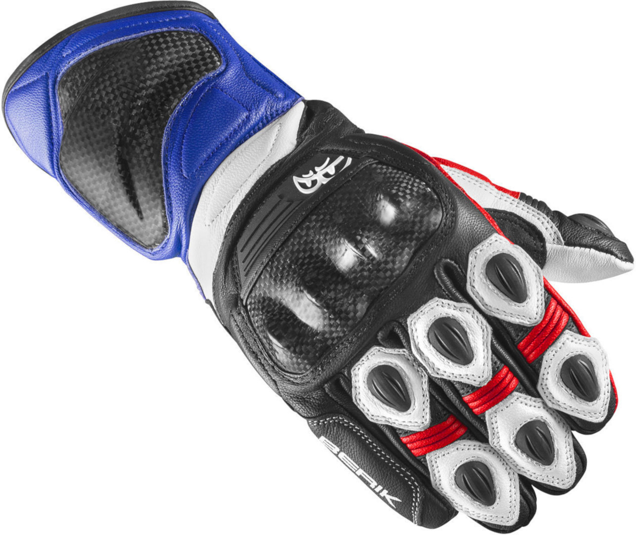 Berik TX-1 Pro De Handschoenen van de motorfiets, zwart-wit-rood-blauw, afmeting L