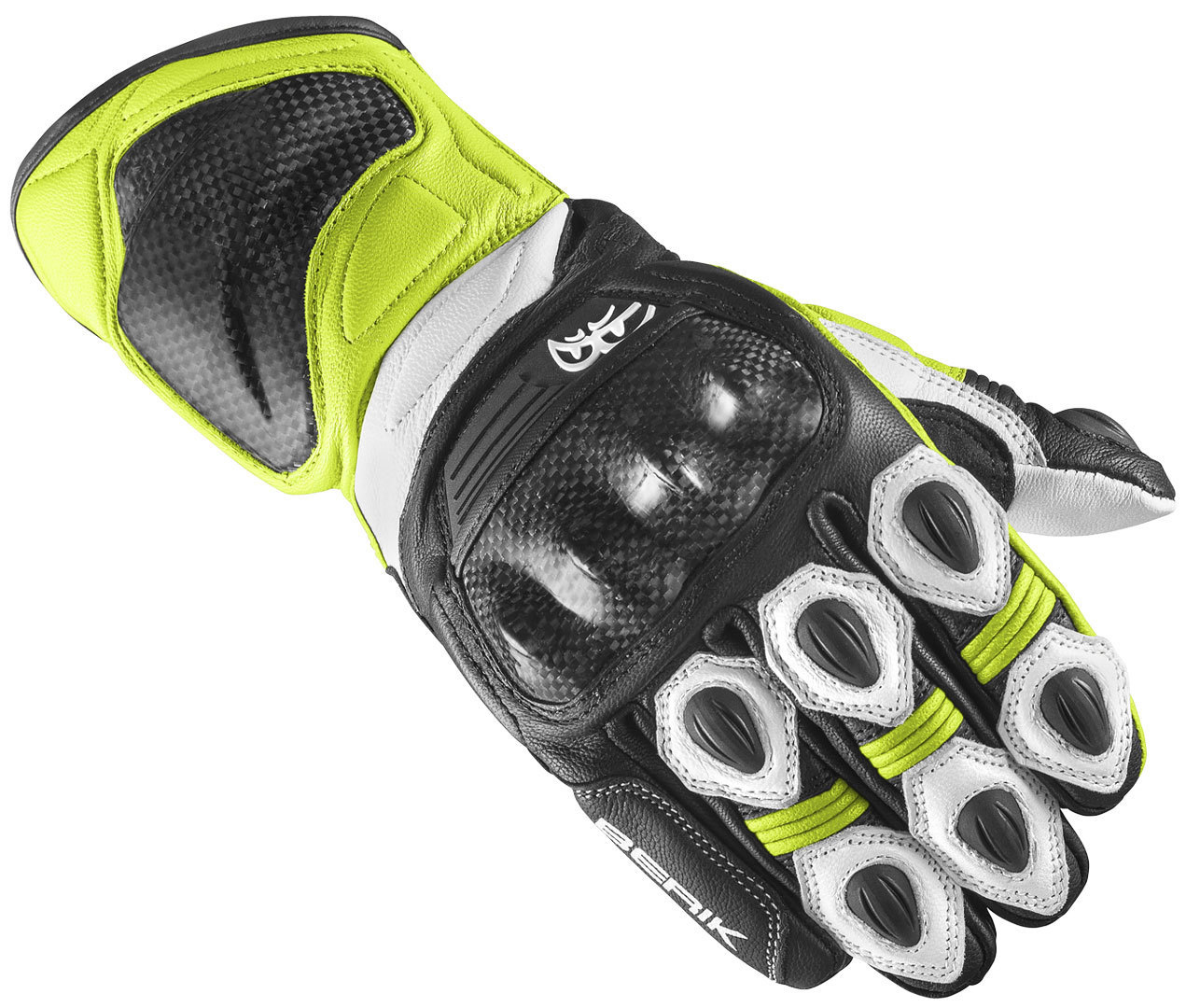 Berik TX-1 Pro De Handschoenen van de motorfiets, zwart-wit-geel, afmeting XL