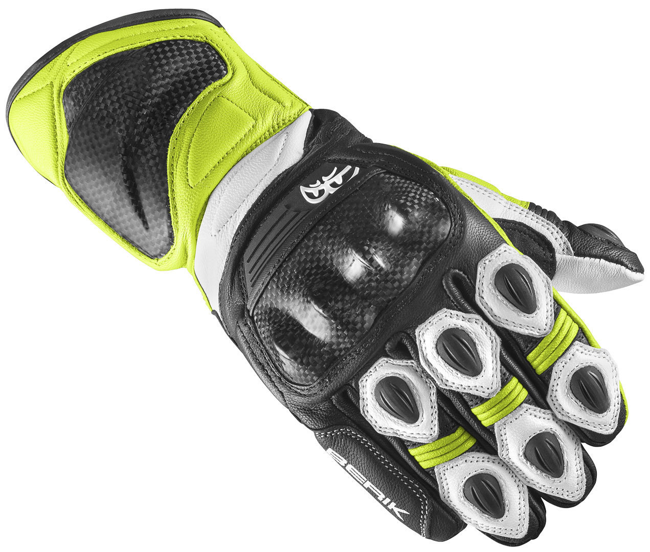 Berik TX-1 Pro De Handschoenen van de motorfiets, zwart-wit-geel, afmeting S