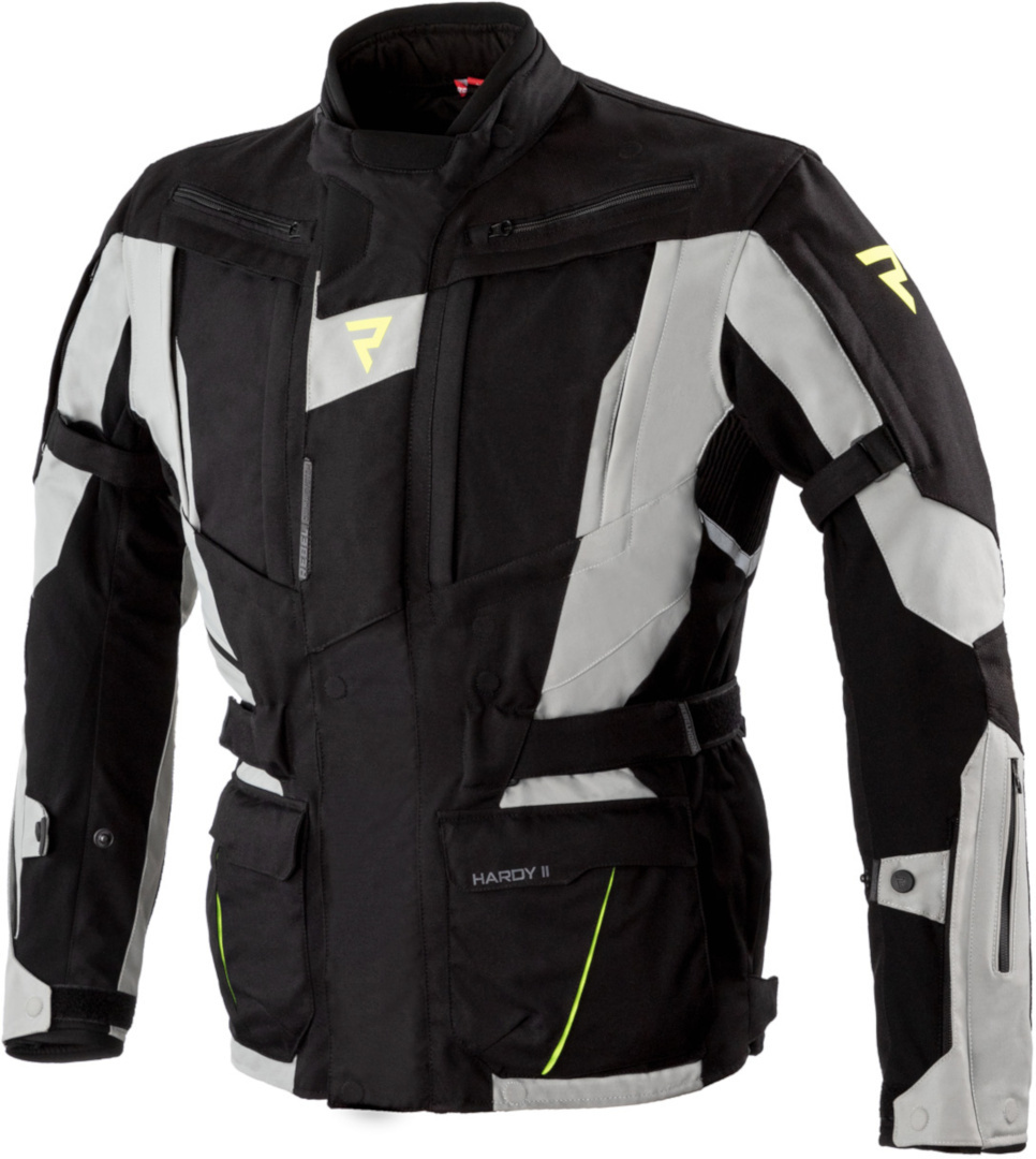 Rebelhorn Hardy II Veste textile de moto, noir-gris-jaune, taille XS