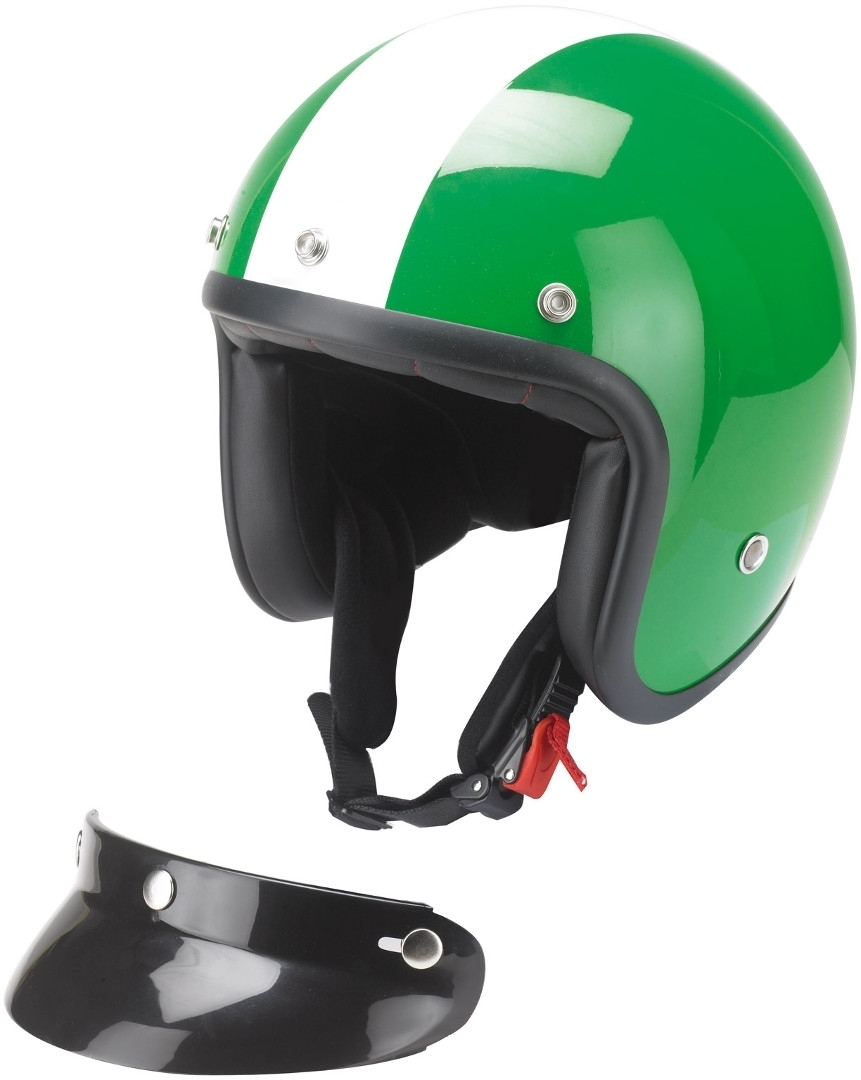 Side view of Redbike RB-753 Oldtimer Jet Helmet, white-green, Size XS for Men