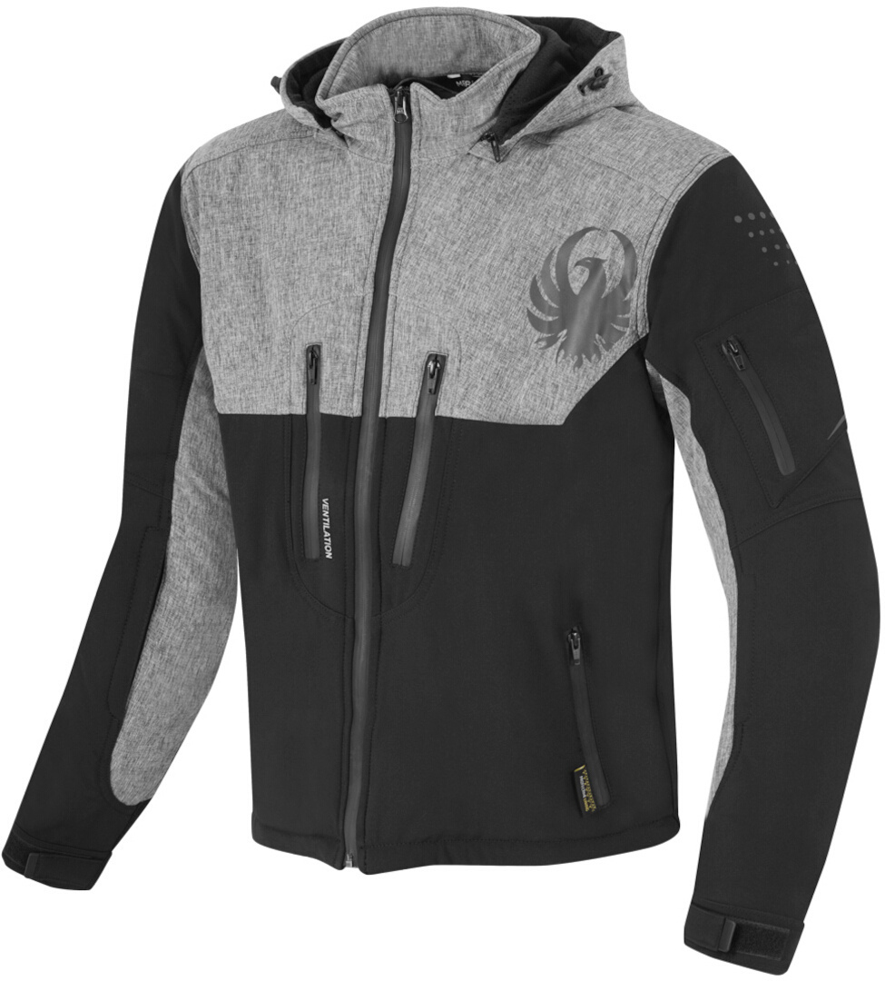 Merlin Dune Motorrad Softshell-Jacke, schwarz-grau, Größe M, schwarz-grau, Größe M