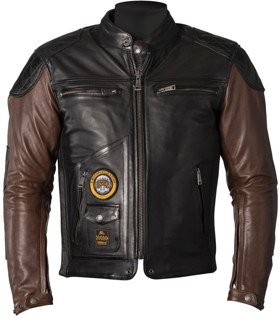 Helstons Tracker Motorcycle Leather Jacket, black-brown, Size S, black-brown, Size S