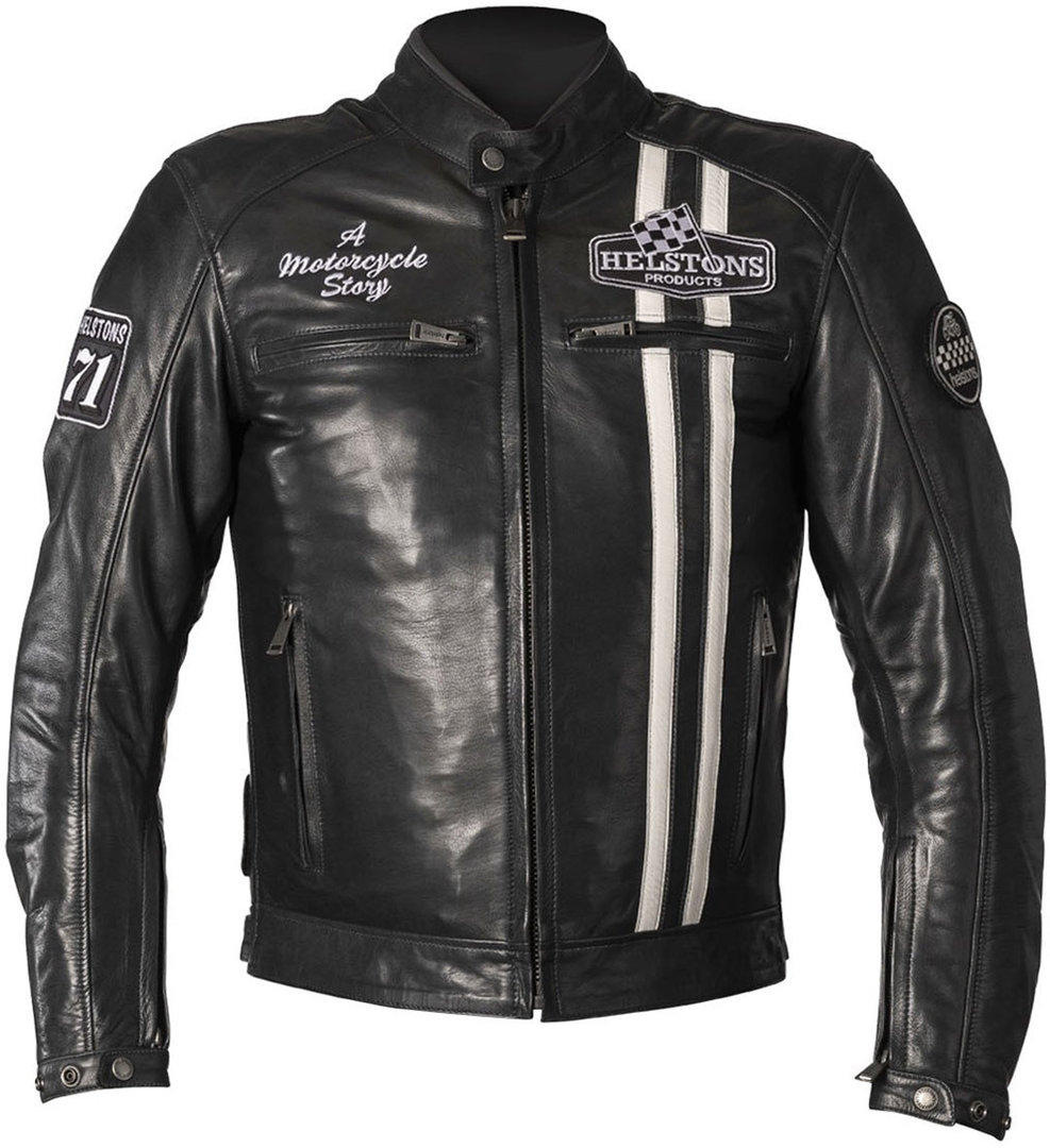 Helstons Indy Motorcycle Leather Jacket, white-blue, Size S, white-blue, Size S