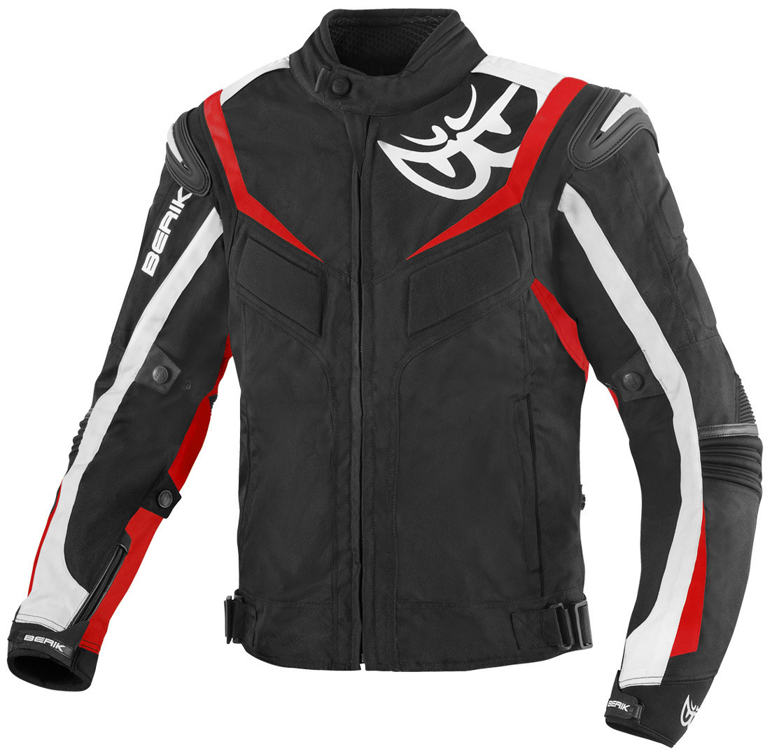 Berik Endurance wasserdichte Motorrad Textiljacke, schwarz-weiss-rot, Größe 52, schwarz-weiss-rot, Größe 52