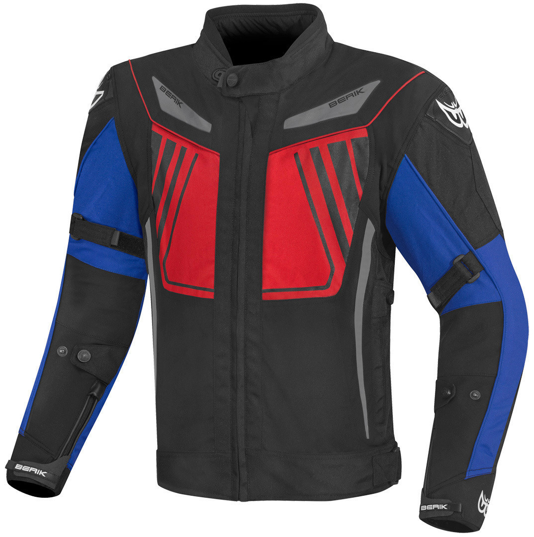 Berik Nardo Evo Veste textile de moto imperméable, noir-rouge-bleu, taille 54 pour Hommes