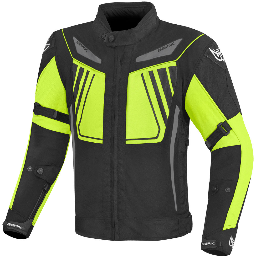 Berik Nardo Evo wasserdichte Motorrad Textiljacke, schwarz-gelb, Größe 52, schwarz-gelb, Größe 52