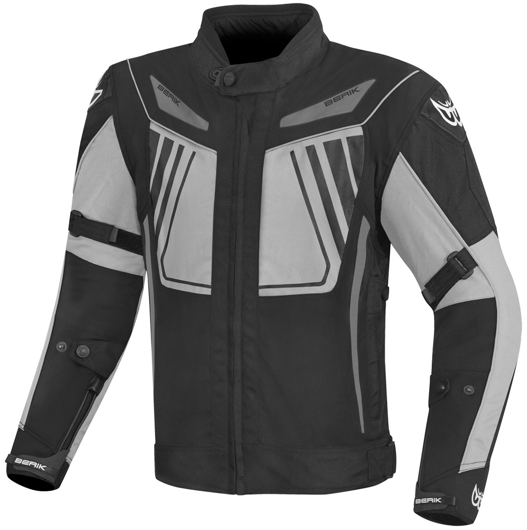 Berik Nardo Evo wasserdichte Motorrad Textiljacke, schwarz-grau, Größe 48, schwarz-grau, Größe 48