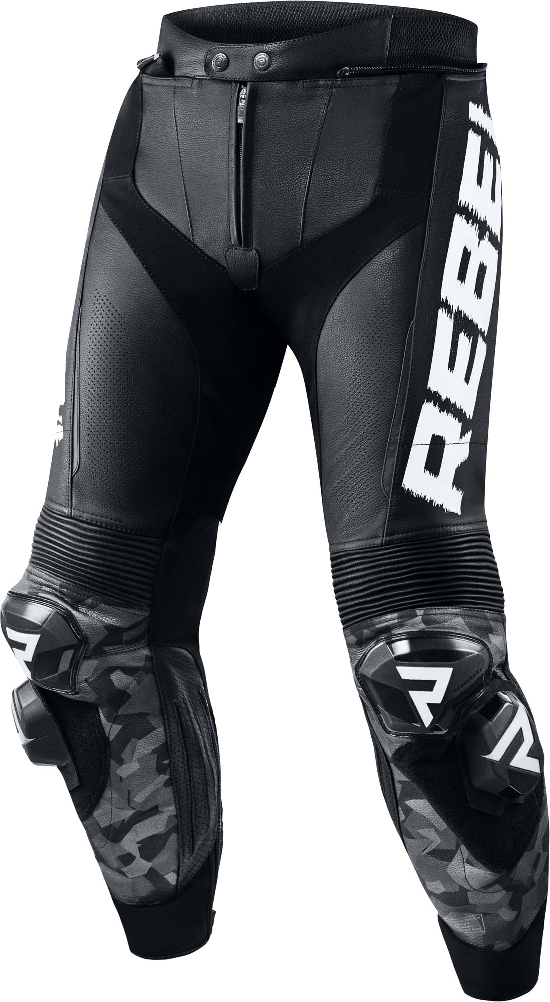 Rebelhorn Rebel Pantalon en cuir de moto, noir-blanc, taille 58 pour Hommes