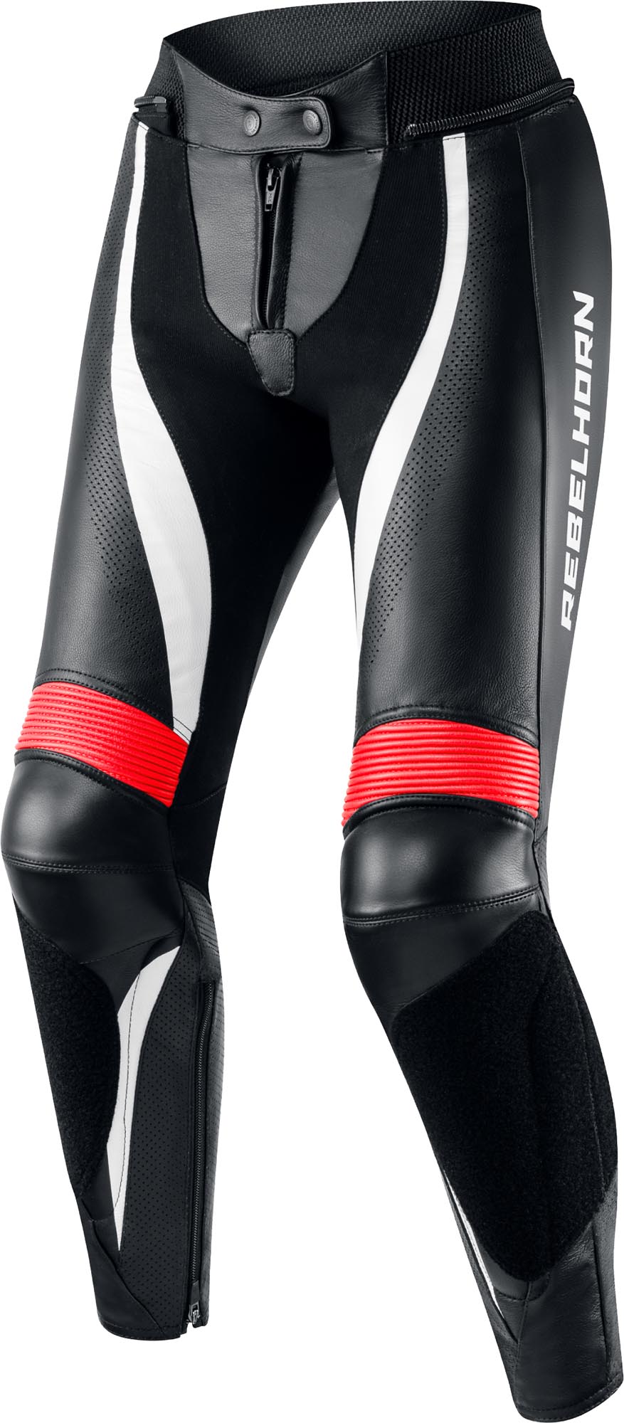 Rebelhorn Rebel Pantalon en cuir de moto dames, noir-blanc-rouge, taille 40 pour Femmes