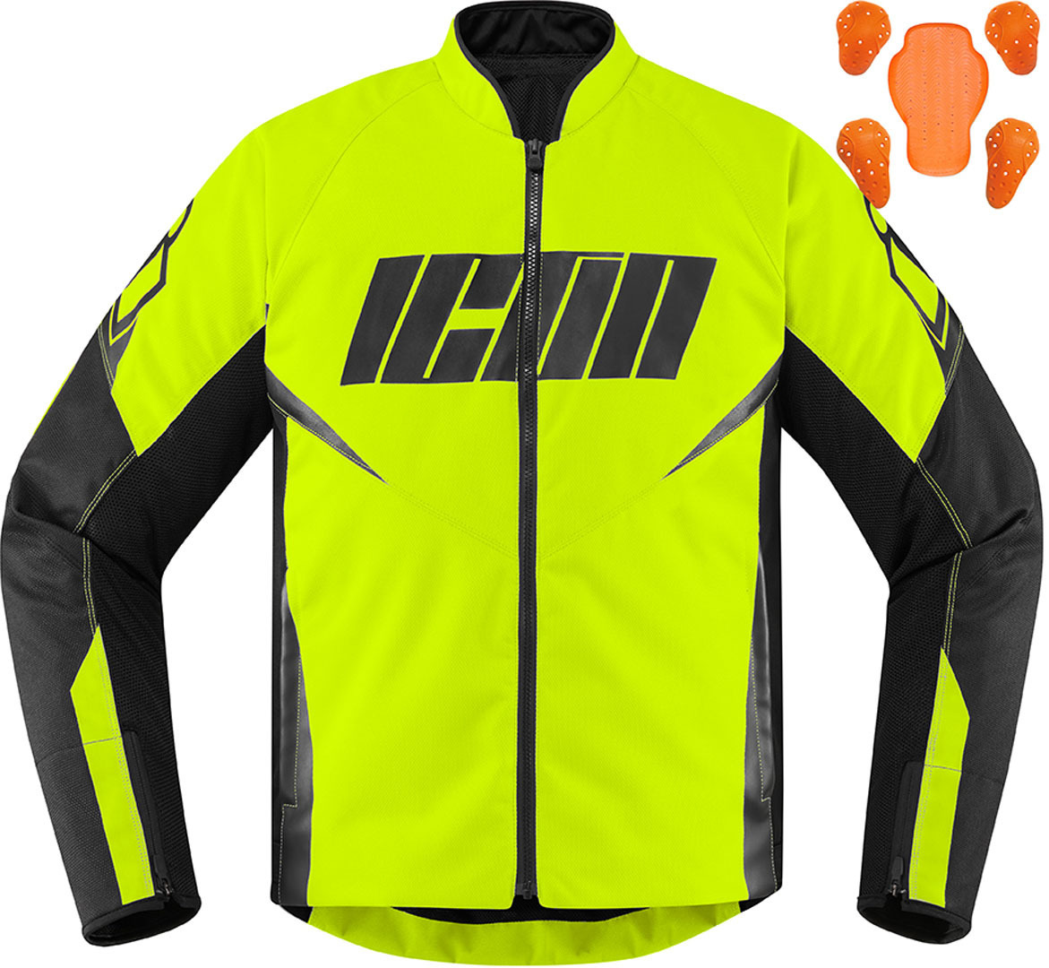 Icon Hooligan Motorcycle Textile Jacket, black-yellow, Size 3XL, black-yellow, Size 3XL