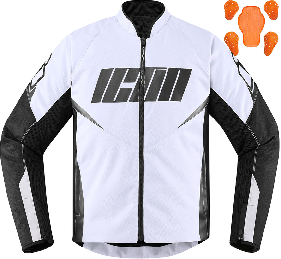 Icon Hooligan Motorcycle Textile Jacket, black-white, Size 3XL, black-white, Size 3XL