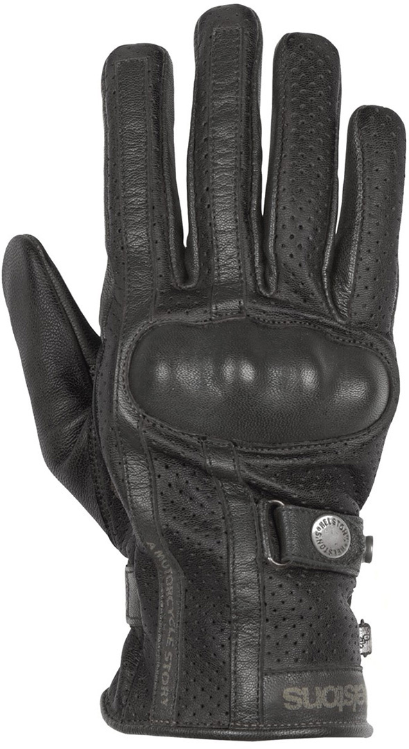 Helstons Eagle perforated Motorcycle Gloves, black, Size M L, black, Size M L