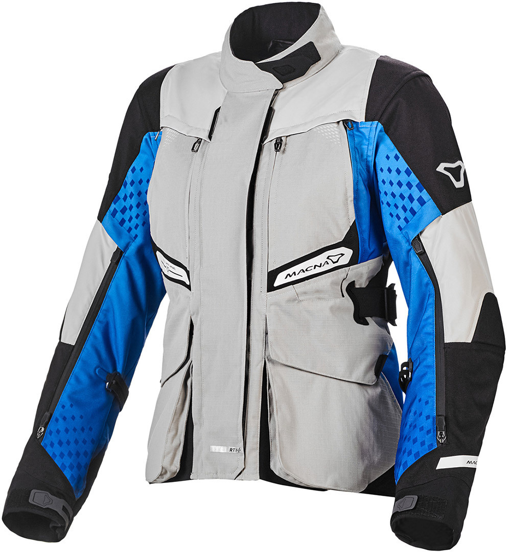 Macna Fusor Ladies Motorcycle Textile Jacket, grey-blue, Size M for Women, grey-blue, Size M for Women