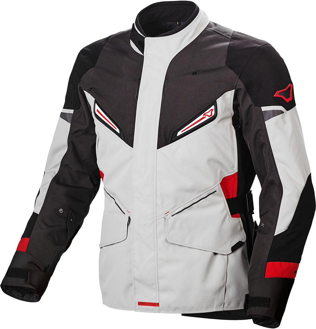 Macna Sonar Motorcycle Textile Jacket, grey-red, Size S, grey-red, Size S