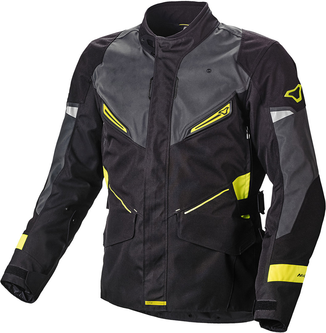 Macna Sonar NightEye Motorcycle Textile Jacket, black-grey, Size S, black-grey, Size S