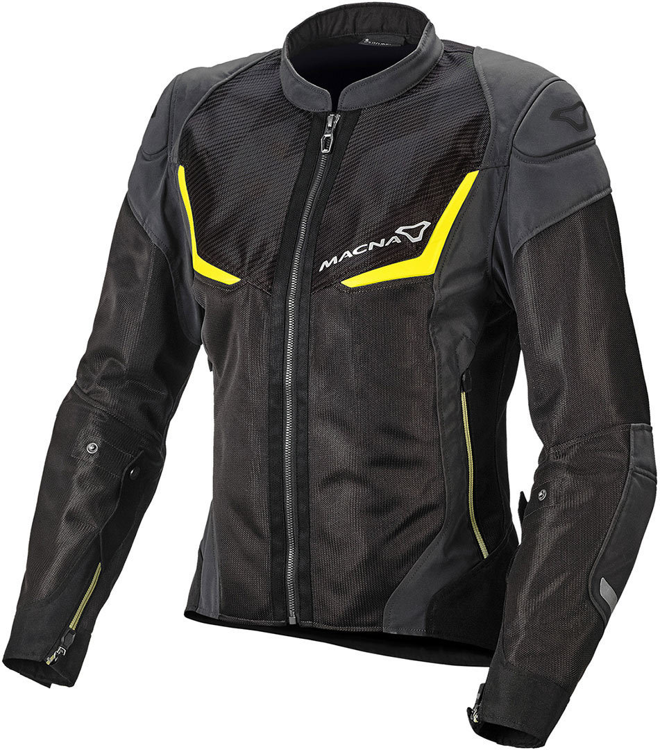 Macna Orcan NightEye Ladies Motorcycle Textile Jacket, black-grey, Size XS for Women, black-grey, Size XS for Women