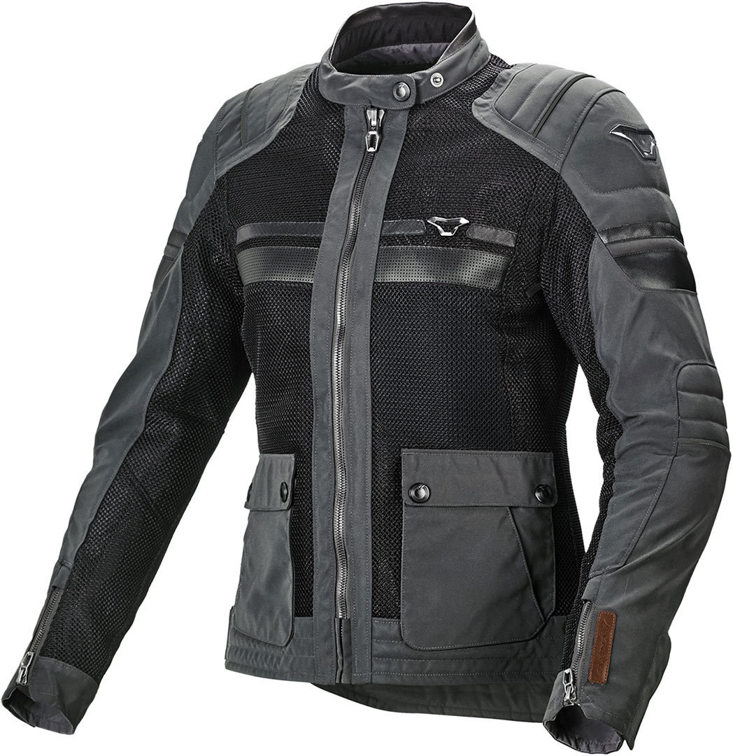 Macna Fluent NightEye Ladies Motorcycle Textile Jacket, black-grey, Size L for Women, black-grey, Size L for Women