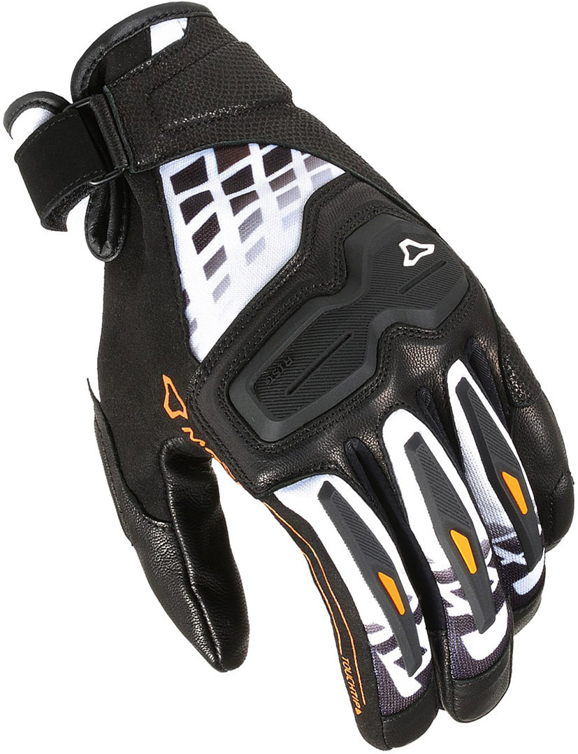 Macna Harros Motorcycle Gloves, black-white-orange, Size S, black-white-orange, Size S
