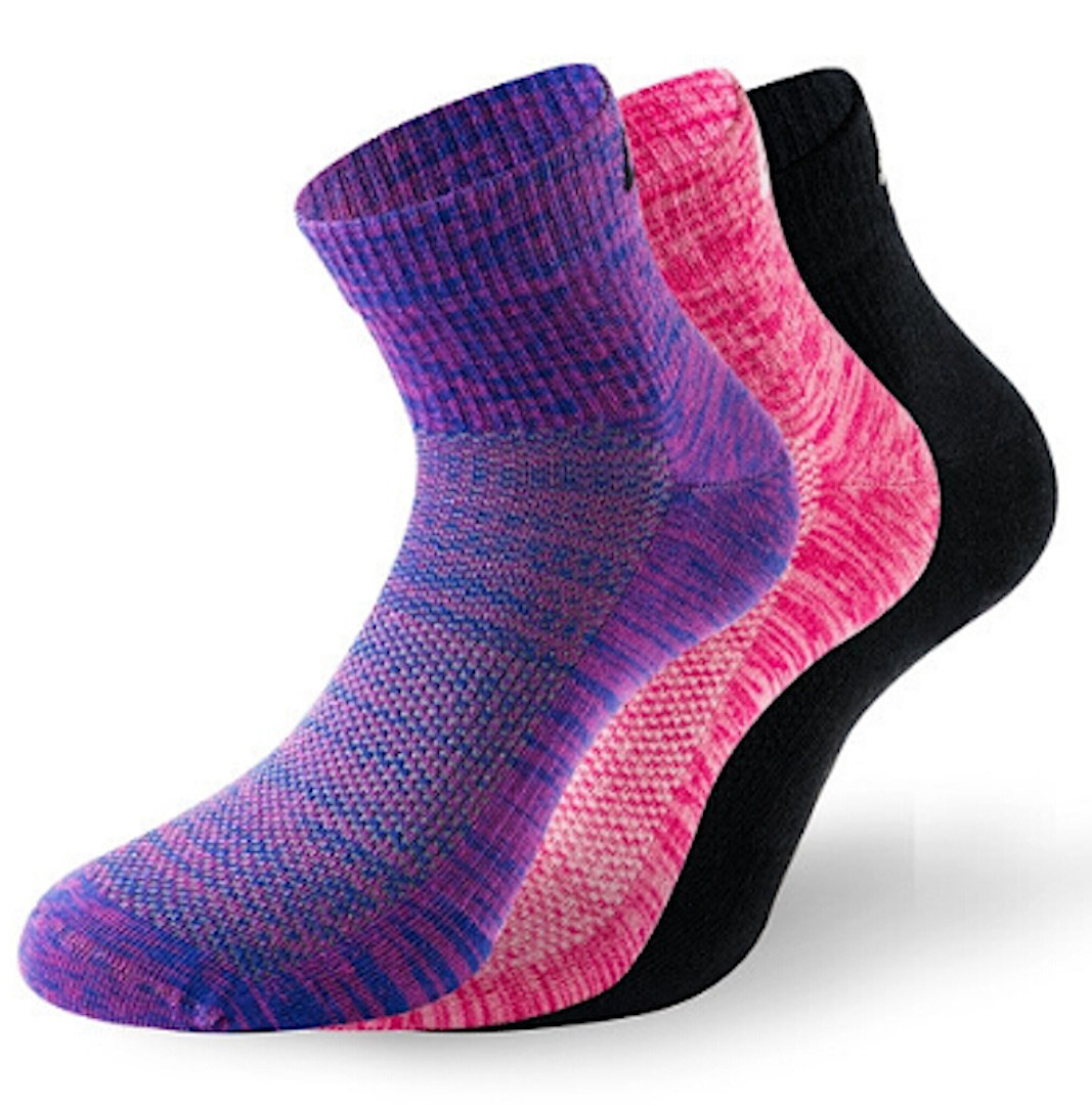 Lenz Performance Quarter Tech Socks, black-pink-purple, Size 35 36 37 38, black-pink-purple, Size 35 - 38