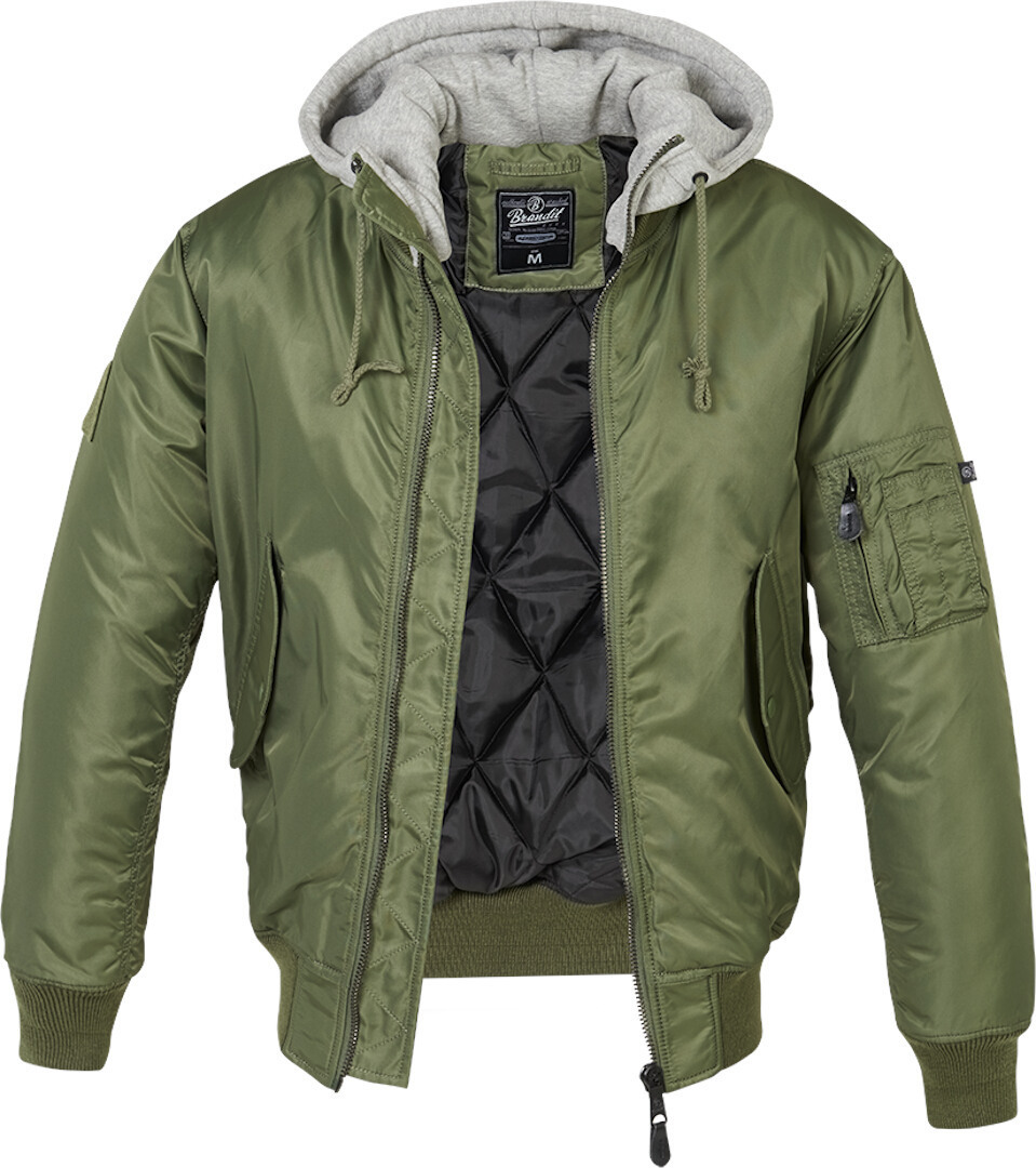 Brandit MA1 Sweat Hooded Jacket, green, Size S, green, Size S