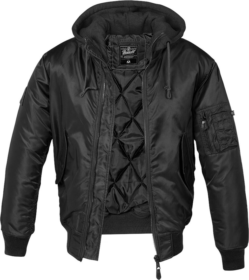 Brandit MA1 Sweat Hooded Jacket, black, Size S, black, Size S