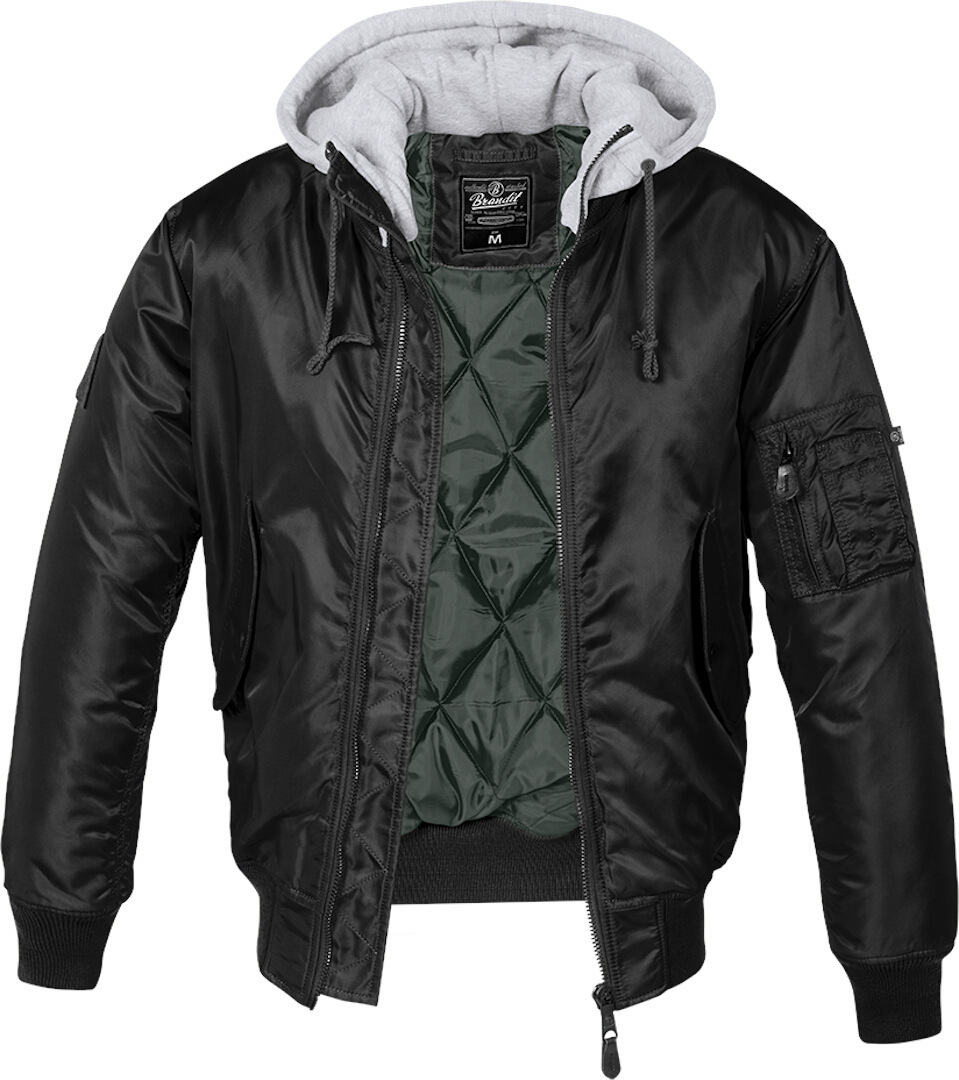 Brandit MA1 Sweat Hooded Jacket, black-grey, Size S, black-grey, Size S