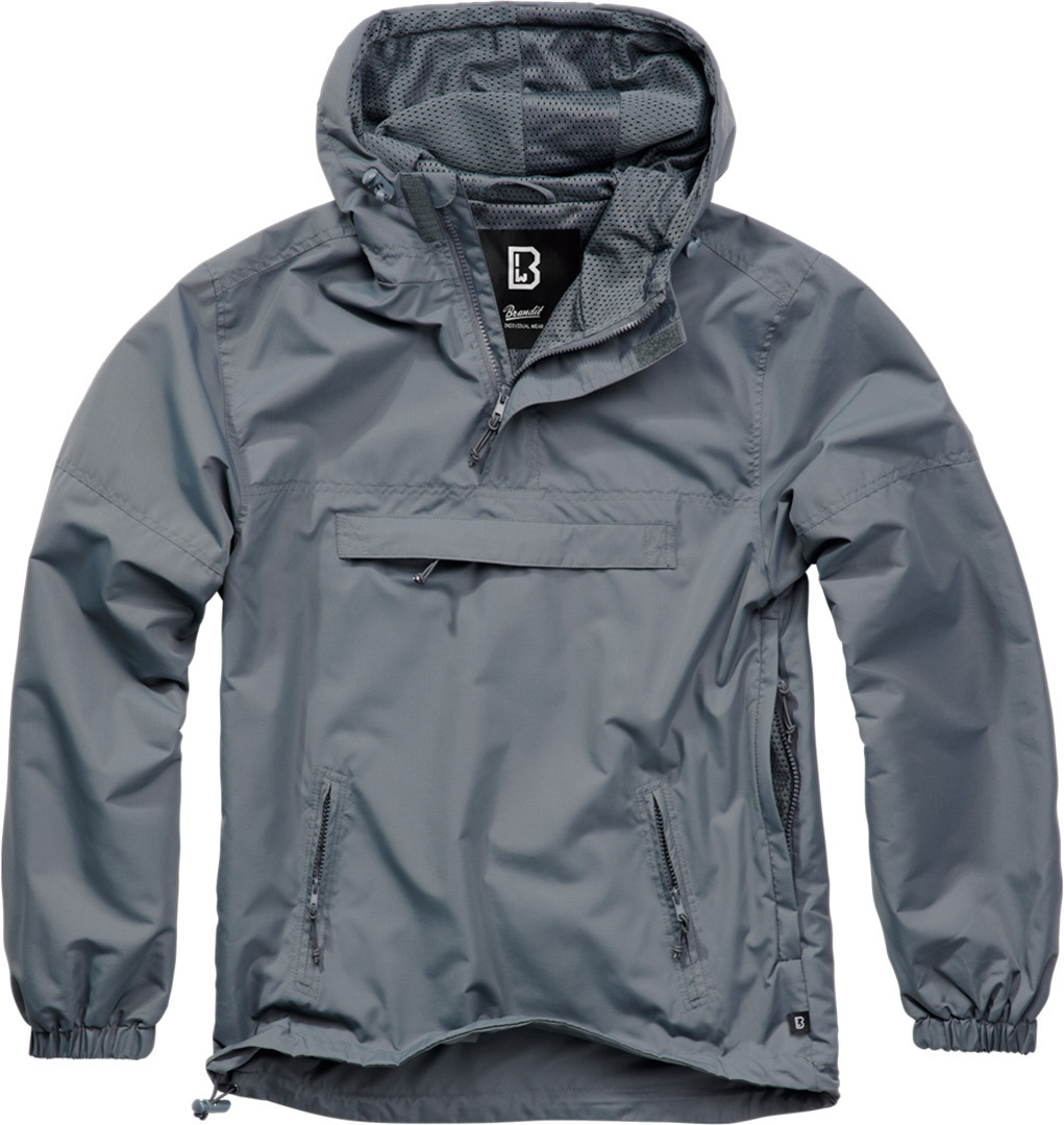 Brandit Summer Windbreaker Hoodie, black-grey, Size S, black-grey, Size S