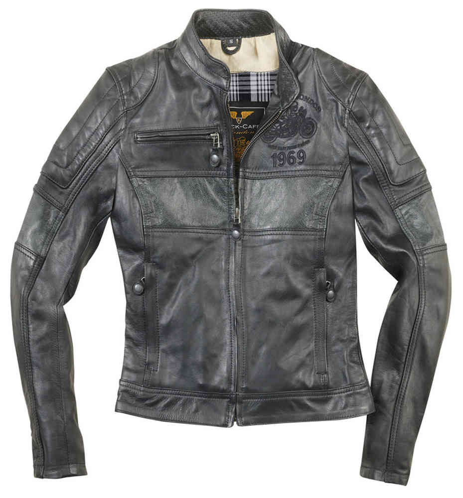 Black-Cafe London Shona II Chaqueta de cuero de motocicleta para damas