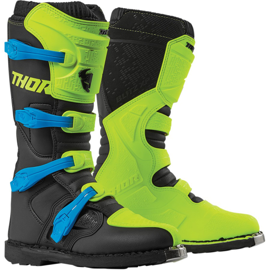 Thor Blitz XP Motocross Boots, black-grey-blue, Size 45 for Women, black-grey-blue, Size 45 for Women