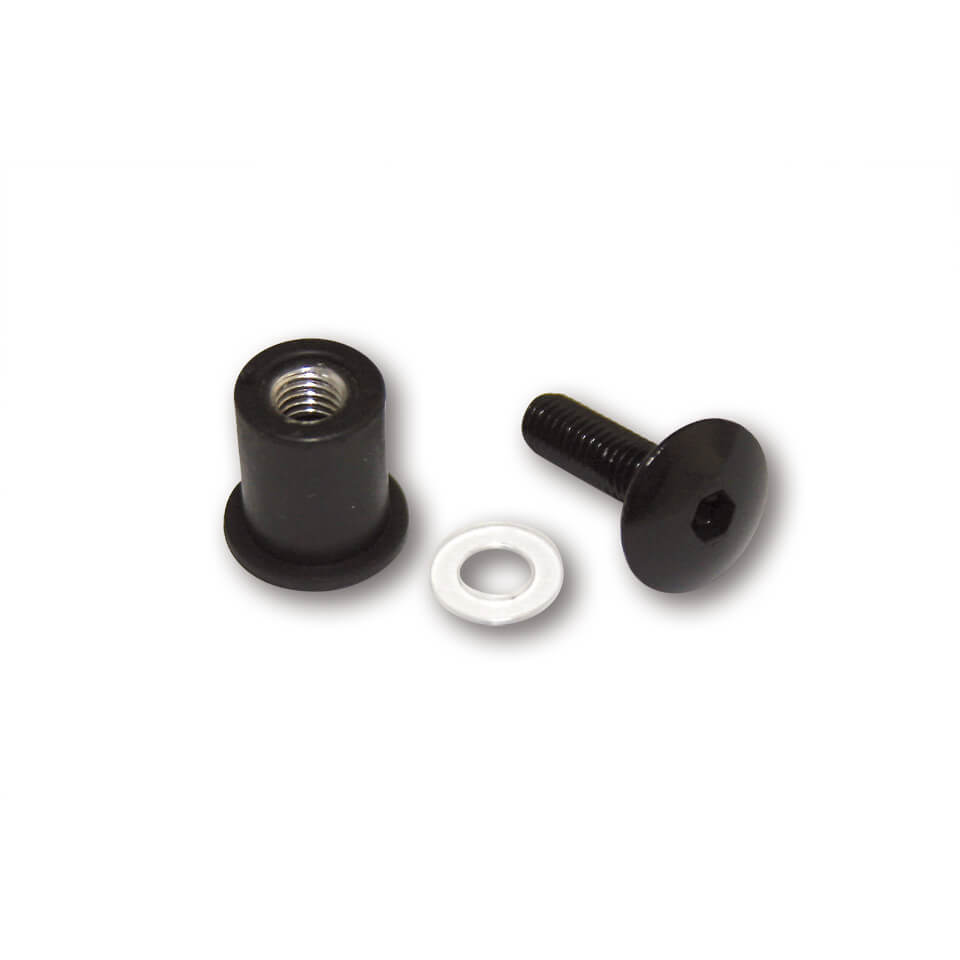 Aluminium fairing screws M6 with rubber nut for fairing panes, 8 pieces