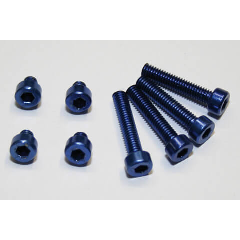 Aluminium screws set M4 blue anodized, blue