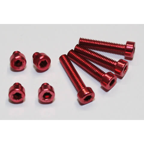 Aluminum screws set M4 red anodized, red