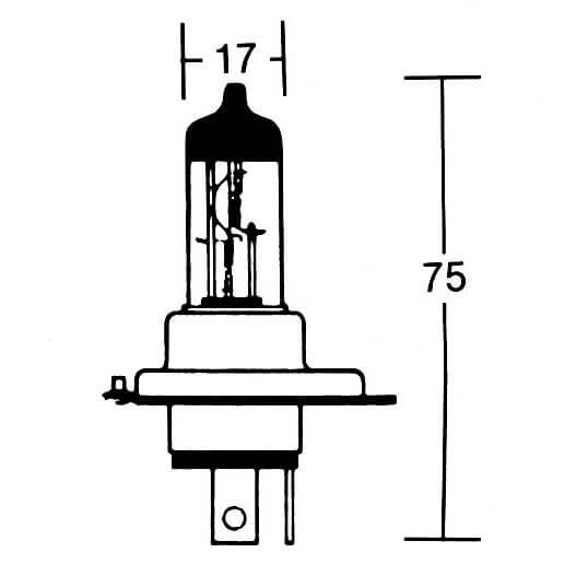 Lámpara incandescente H4 12V 60/55W P43t