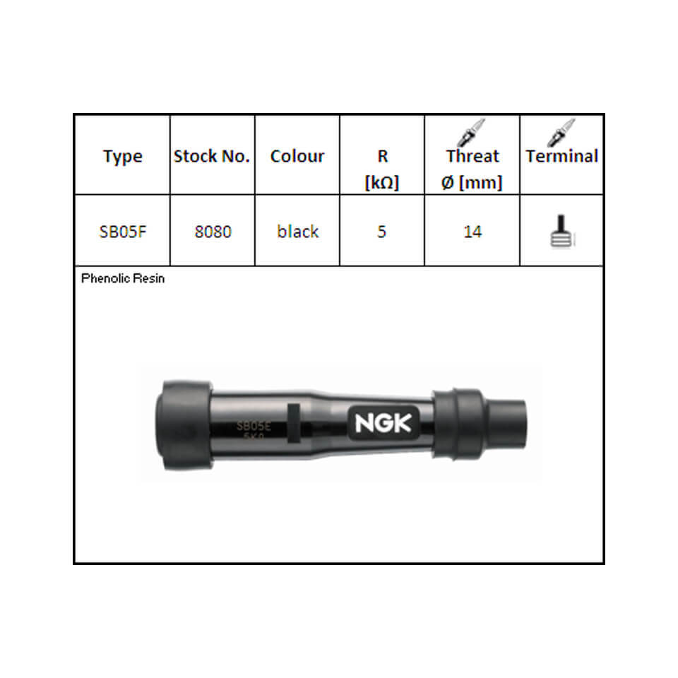 NGK Tändstiftskontakt SB-05 F, för 14 mm ljus, 0?