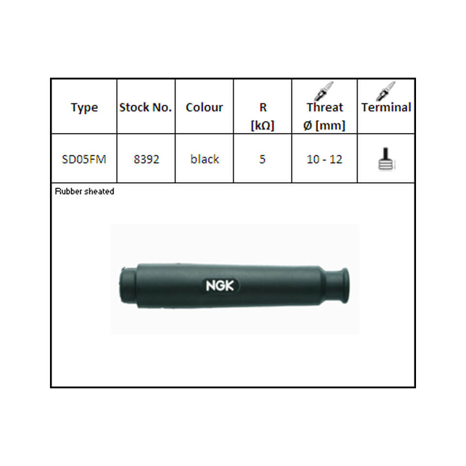 NGK Plug connector SD-05 FM, rechtlang zwart