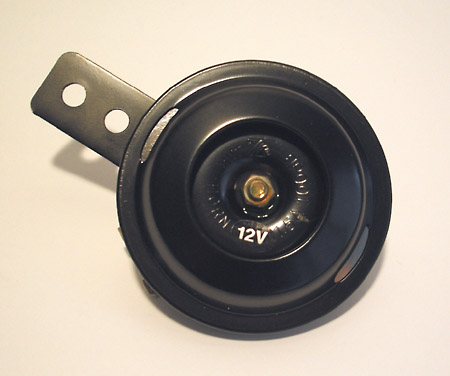 horn, 12V, black, dia.= 70 mm, 100 dB, E-mark, black