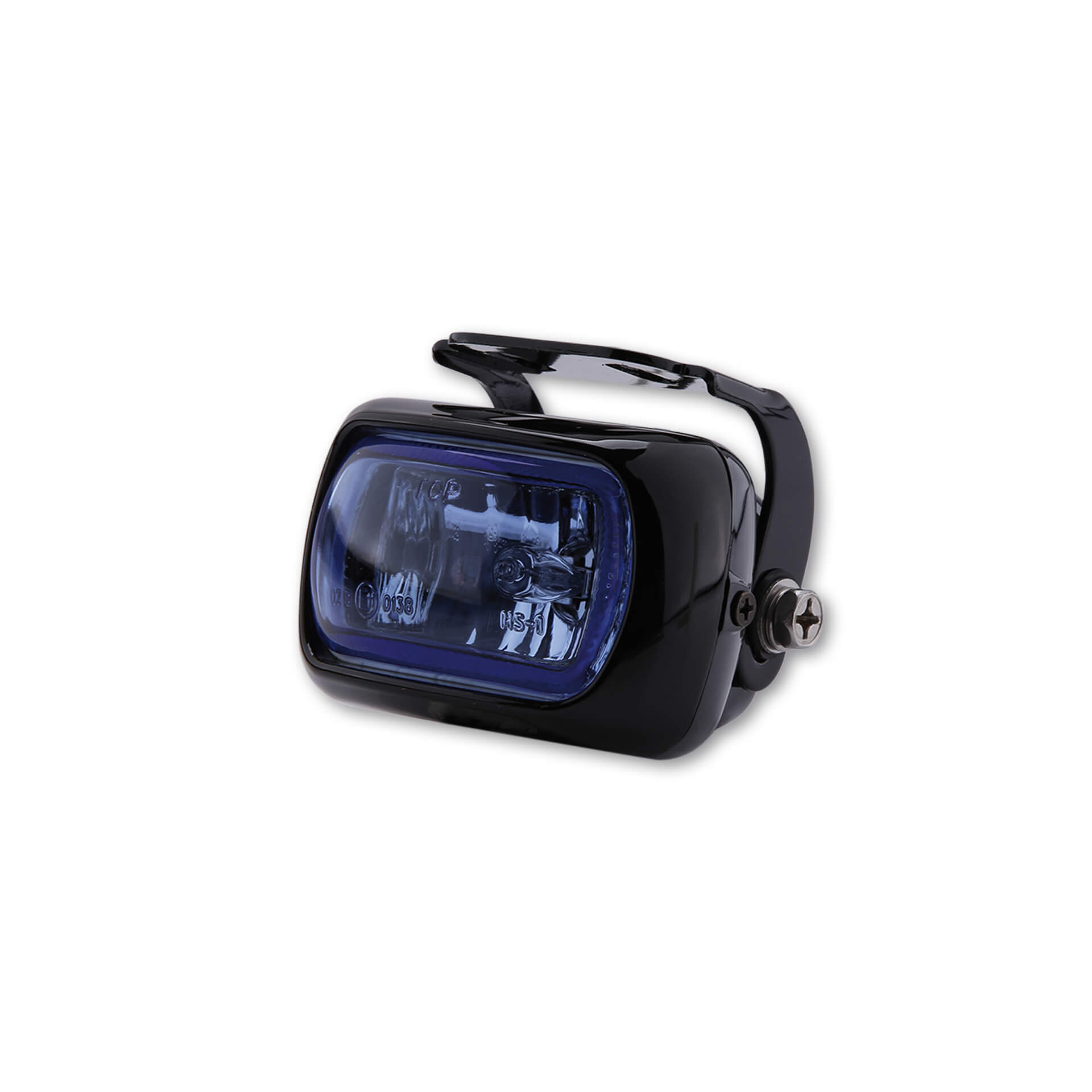 SHIN YO Fog light black aluminium housing with holder, glass blue, black