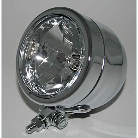 SHIN YO Chrome headlight 90mm, with lower mounting, low beam, silver, silver
