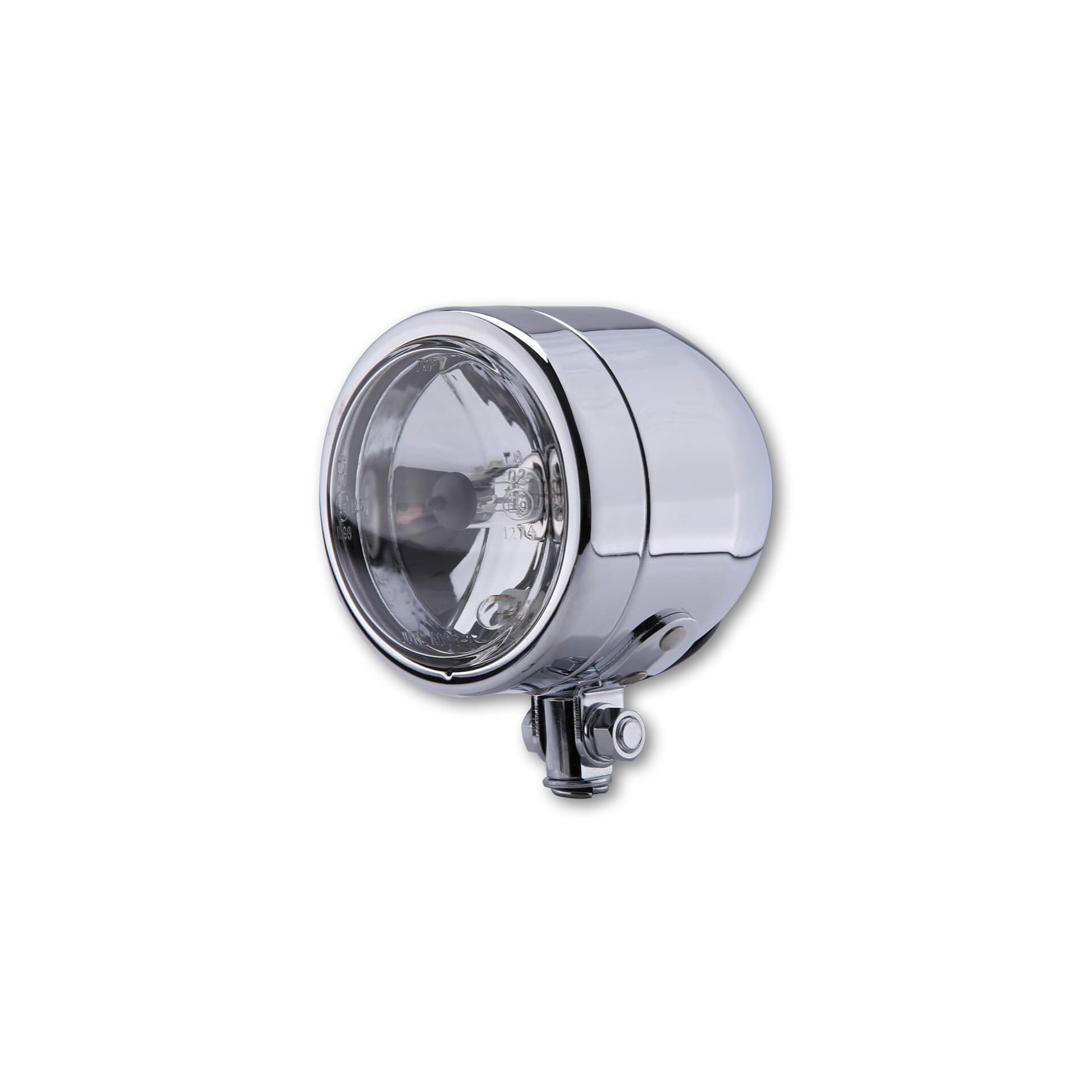 SHIN YO Chrome headlight 90mm, with lower mounting, high beam H4, silver, silver