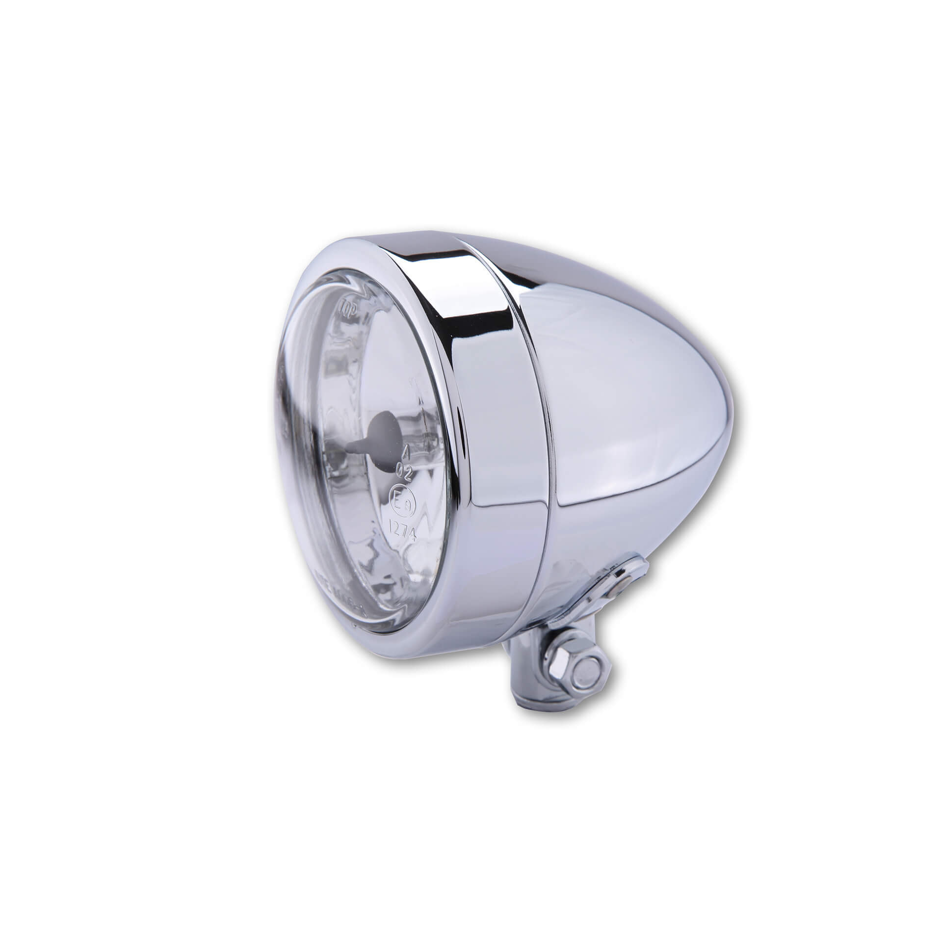 SHIN YO Chrome headlight BULLET, lower mounting, high beam H4, silver, silver