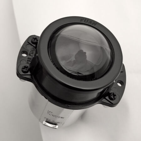 SHIN YO Ellipsoid headlight 38 mm, dipped beam, H1 55 Watt, for left-hand traffic, black, black